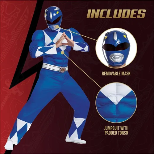 Vista 4 de Disguise Disfraz clásico de Blue Ranger para hombre Multicolor