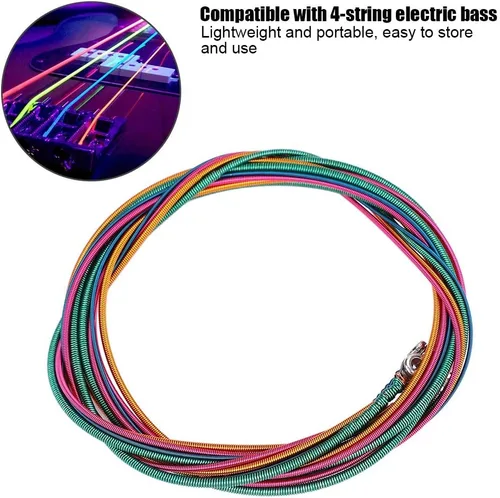 Vista 8 de Cuerdas de bajo eléctrico de aleación de níquel resistentes, cuerdas de bajo antioxidante, 4, suaves para instrumento para bajo eléctrico