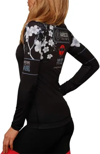 Vista 2 de Hardcore Training Camiseta de compresión de manga larga para mujer, capa base de compresión, ajustada, yoga, correr, gimnasio, entrenamiento