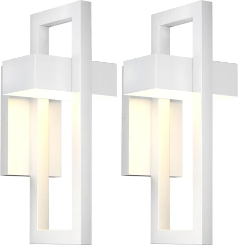 Vista 10 de LamQee Modernas luces de pared para exteriores de 3000 K, apliques de pared LED integrados para exteriores, accesorios de iluminación exterior