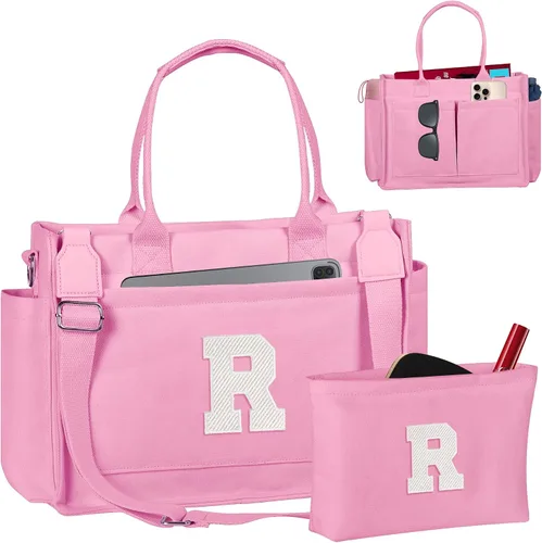 Vista 56 de Easter Basket Stuffers, Initial Tote Bag with Makeup Bag, Birthday Gifts for Women, Teen Girl Gifts Trendy Stuff
