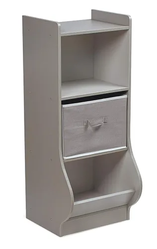 Vista 12 de Badger Basket Rincón de almacenamiento vertical para niños y libros con cesta de tela reversible, color blanco