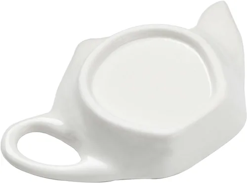 Vista 9 de Juego de 6 posavasos de cerámica blanca para bolsitas de té y exprimidor de bolsas de té de acero inoxidable (estilo 1)