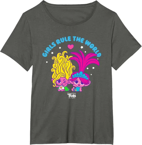 Vista 17 de DreamWorks Trolls Band Together - Camiseta para niñas con leyenda "Rule", diseño Negro