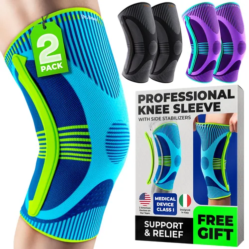 Vista 14 de DR. BRACE ELITE - Rodillera con Estabilizador de Talla (Paquete de 2) Rodillera para Mujeres y Hombres, Entrenamiento, Deportes, Manga de Compresión