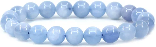 Vista 14 de Keleny Gem - Pulsera elástica de piedras semipreciosas con cuentas redondas de 8 mm, 7 pulgadas, unisex Ágata de encaje azul de grado A