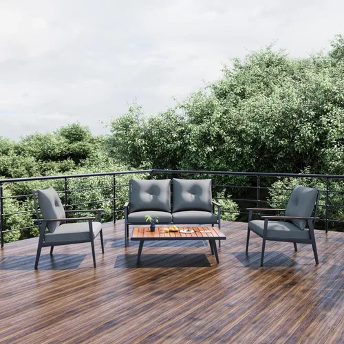 Vista 2 de Juego de cojines de asiento profundo para interiores y exteriores, cojines de repuesto de temporada primavera/verano, olefina, gris profundo