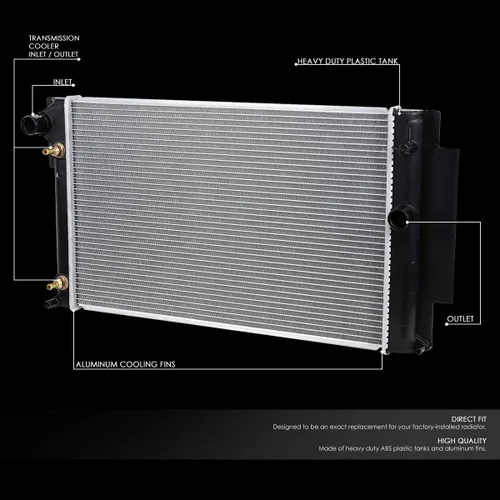Vista 2 de DNA Motoring DPI 13001 Radiador de núcleo de aluminio de 1 fila Compatible con Scion xB AT 08-15, CU13001 13001 2213163 3387 16400-28600