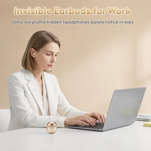 Vista 4 de Mini auriculares invisibles para dormir Bluetooth 6.0 para dormir de lado y Dorado