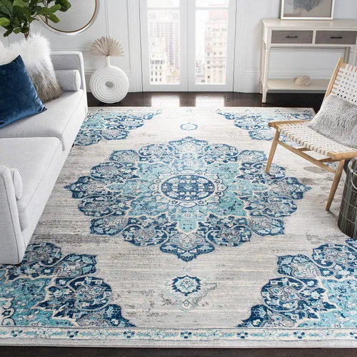 Vista 8 de SAFAVIEH Brentwood Collection - Alfombra decorativa de 2 x 4 pies, diseño desgastado de medallón, no desprende pelusa y de fácil cuidado, ideal