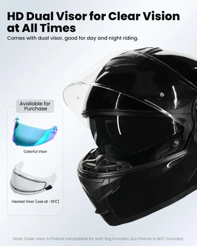 Vista 5 de ILM 159BT - Casco modular de motocicleta Bluetooth para 2-3 conductores, intercomunicador, cara completa, casco abatible DOT con máscara facial
