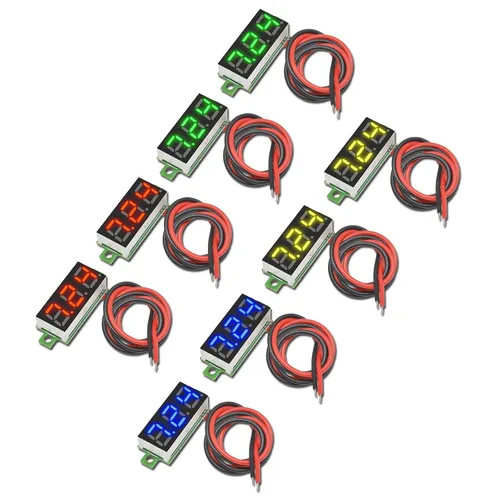 Vista 10 de 10 piezas Mini Medidor de Voltaje Digital DC 2.5~30V 0.28" 2 Cables Voltímetro Digital Medidor Probador Pantalla LED Verde para Montaje en Panel