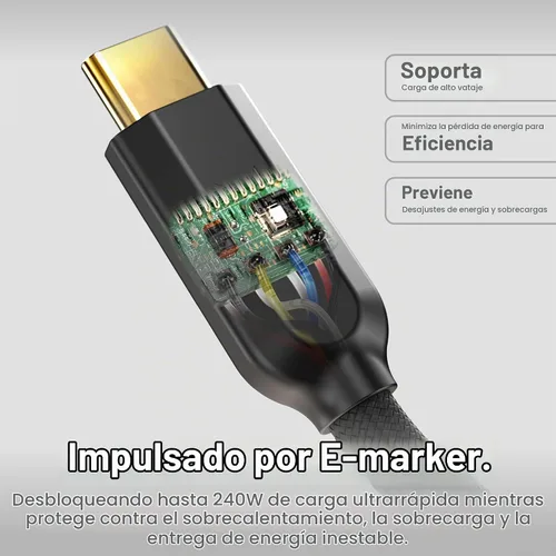 Vista 8 de NOCO XGrid XC3: cable USB-C a USB-C de 240 W con diseño duradero de 10 pies