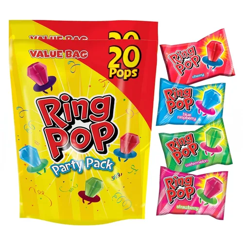 Vista 8 de Ring Pop Paletas de dulces de Halloween, 20 unidades, recuerdos de fiesta Piruletas de Halloween, envueltas individualmente, para cuencos de dulces