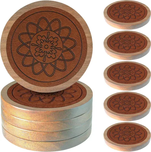 Vista 15 de Posavasos de madera para bebidas, Minacun conjuntos de posavasos absorbentes de 5, posavasos para bebidas para protección de mesa de café