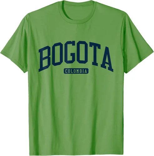 Vista 18 de Bogotá Colombia College University Style Camiseta azul marino, Blanco