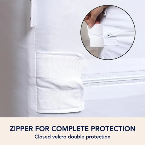 Vista 4 de Protector de colchón individual con cremallera, protector de colchón impermeable tamaño individual, suave, transpirable y sin ruido, se adapta a