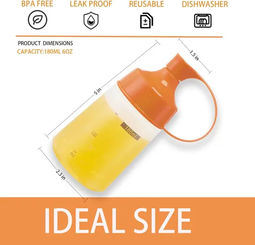 Vista 2 de Botellas de chorro para condimentos para salsas de plástico – (2 piezas, 6 onzas) botellas de ketchup con parte superior para pintar líquidos