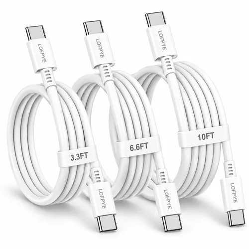 Vista 26 de LOFPYE Paquete de 3 cables USB C a USB C de 1 pie y 60 W, cable de carga rápida tipo C para iPhone Air 17 16e 16 15 Pro Plus Pro Max, para Galaxy