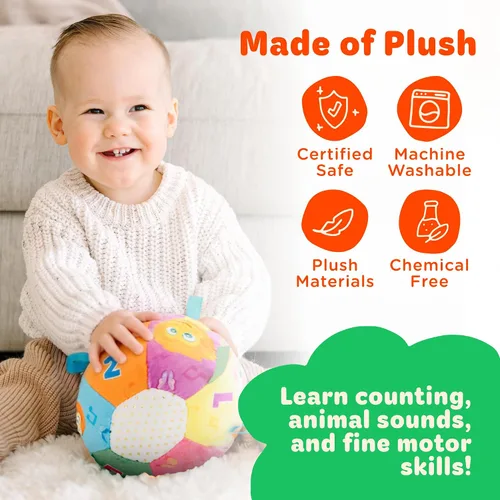 Vista 3 de Move2Play, Pelota de Bebé Divertidísima e Interactiva con Música y Efectos de Sonido Regalo de Primer Cumpleaños Juguete para Niños Pequeños