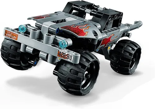 Vista 4 de Technic Camión de juguete Getaway, motor de tracción, modelo de camión monstruos, juguetes de vehículos para niños