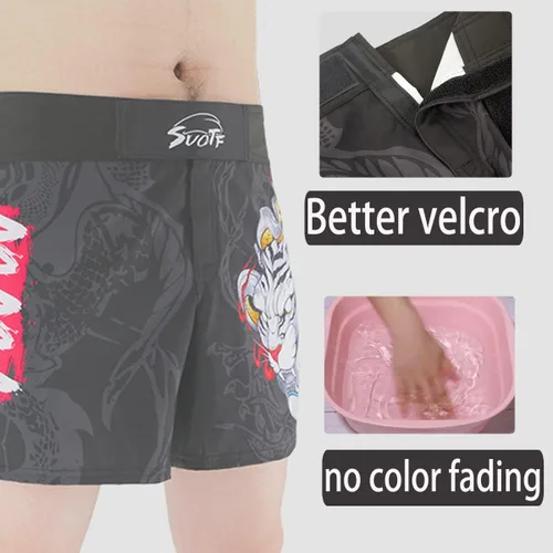 Vista 4 de Pantalones cortos de lucha MMA para hombre, pantalones cortos de boxeo BJJ para hombres Grappling