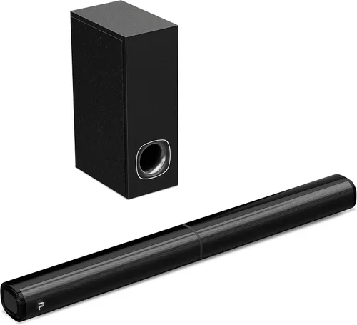 Vista 7 de Barras de sonido compactas 2.1 para TV con subwoofer, conexión HDMI ARC/Bluetooth 5.0/Óptica/AUX/RCA, control remoto, graves ajustables, montaje
