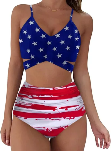 Vista 2 de Shorts Bathing Suit Women Pieces Neck Women Flower Swimwear Two V Swimsuit Beachwear Bikini Print 1x Swimsuit for