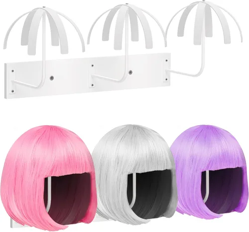 Vista 7 de Yumkfoi Soporte de peluca colgante para múltiples pelucas, 6 piezas de soporte para colgar pelucas montado en la pared, organizador