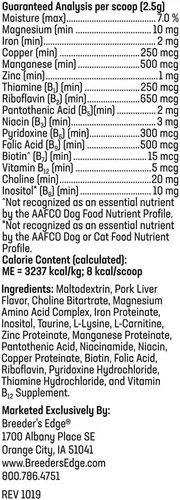 Vista 7 de Breeder's Edge B Polvo fuerte, suplemento vitamínico de complejo B para perros y gatos, apoya la salud reproductiva, promueve los ciclos de calor