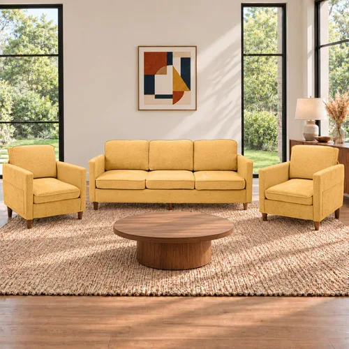Vista 29 de Kingfun Juego de 2 sillas decorativas, sillas de sala de estar, sillón de lectura de mediados de siglo, felpilla con pie de madera maciza