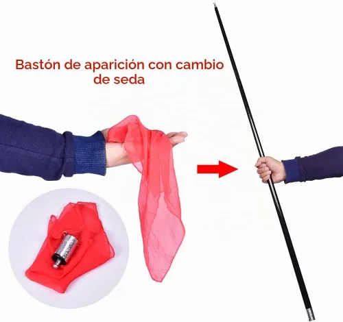 Vista 2 de SUMAG Magic Staff - Bastón de metal con video tutorial de enlace para magos profesionales, primer plano, trucos de magia de bolsillo, accesorios
