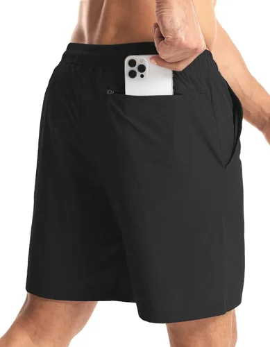 Vista 3 de Aolesy Pantalones cortos de entrenamiento para hombre de 7 pulgadas, pantalones cortos deportivos de secado rápido, ligeros, con bolsillos