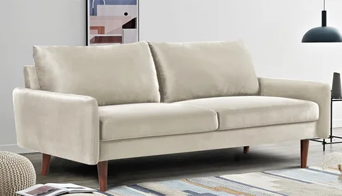Vista 4 de Container Furniture Direct Kent - Sofá de terciopelo para salas de estar modernas y espacios compactos, cómodo sofá de 3 plazas, muebles de estudio