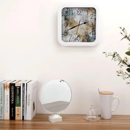 Vista 40 de 10" Square Modern Wall Clock,Different Heart Patterns Print Kitchen Clocks Wall Battery Operated,Silent Non Ticking Unique Funny Cute Wall Clock for