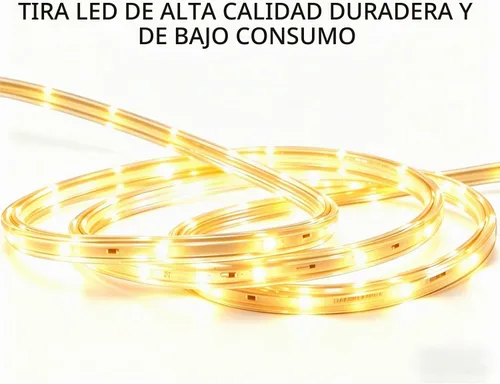 Vista 2 de Guirnalda de luces LED, 5 metros, tira de luces impermeable y conectable, 3000K blanco suave, iluminación de ambiente para interiores y exteriores