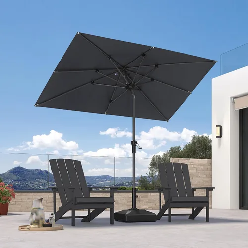 Vista 29 de PURPLE LEAF - Sombrilla de patio rectangular de 6' x 4', sombrilla de mesa para exteriores con marco de aluminio, sombrilla de mercado, sombrilla