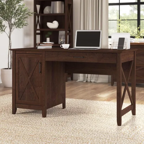 Vista 2 de Bush Furniture - Organizador de escritorio Key West con cajones , Madera, Bing Cherry cereza bing