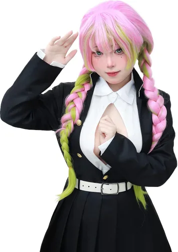 Vista 4 de DAZCOS Mitsuri - Kimono de cosplay para mujer con capa blanca y cinturón XL