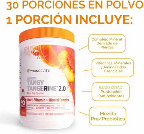 Vista 4 de Youngevity Beyond Tangy Tangerine 2.0 Citrus Peach Multivitamin, paquete de 2