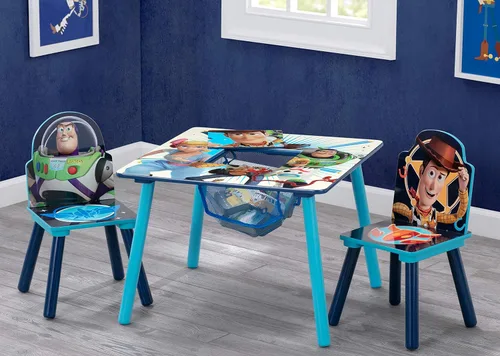 Vista 3 de Delta Children Juego de mesa y silla para niños con almacenamiento (2 sillas incluidas), ideal para artes y manualidades, merienda y Disney/Pixar