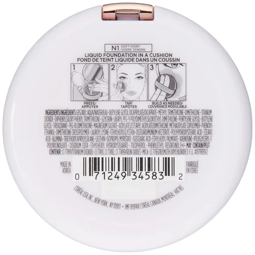 Vista 4 de L'Oréal Paris True Match Lumi Cushion Foundation, N1 Soft Ivory, 0.51 onzas