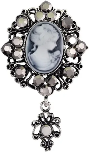Vista 27 de LUREME Vintage Elegante Dama Victoriana Belleza Cameo con Broche de Cristal Pin (br000017)