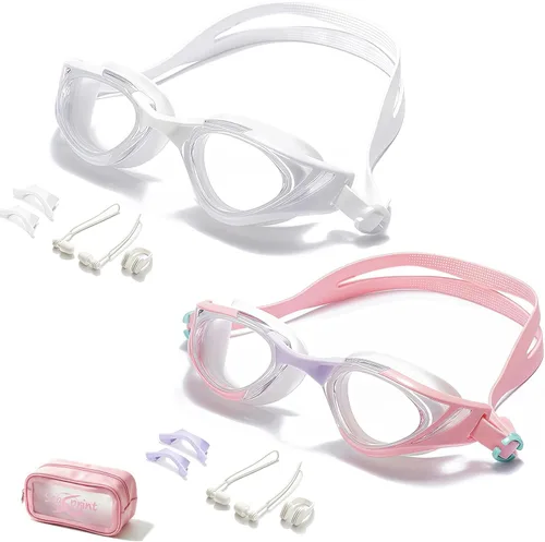 Vista 14 de Gafas de natación, visión súper clara, gafas de natación para adultos, adecuadas para todo tipo de programas de natación Negro Blanco