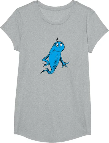 Vista 84 de Dr. Seuss Blue Fish Character - Camiseta con licencia oficial Negro
