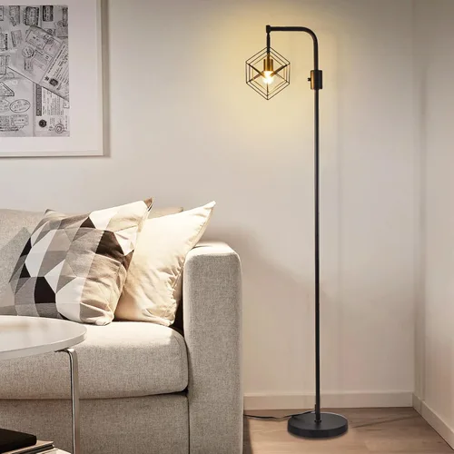 Vista 7 de Lámpara de pie regulable para sala de estar, 1 lámpara rústica de pie alta, moderna lámpara de pie brillante, lámpara de pie industrial