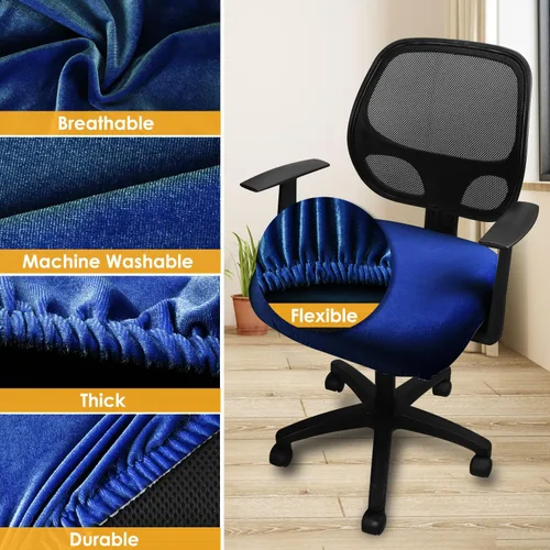 Vista 3 de Yikko Fundas de Cojín de Asiento de Terciopelo para Sillas de 14.96 a 18.89 Pulgadas, Fundas para Sillas de Computadora de Oficina, con Correas