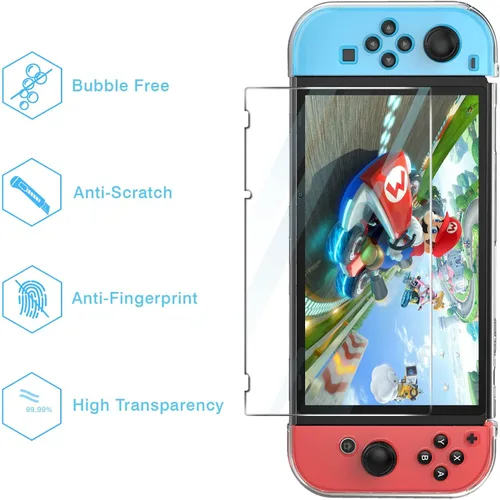 Vista 8 de HEYSTOP Funda Switch para Nintendo Switch acoplable con protector de pantalla funda protectora transparente para Nintendo Switch y JoyCon
