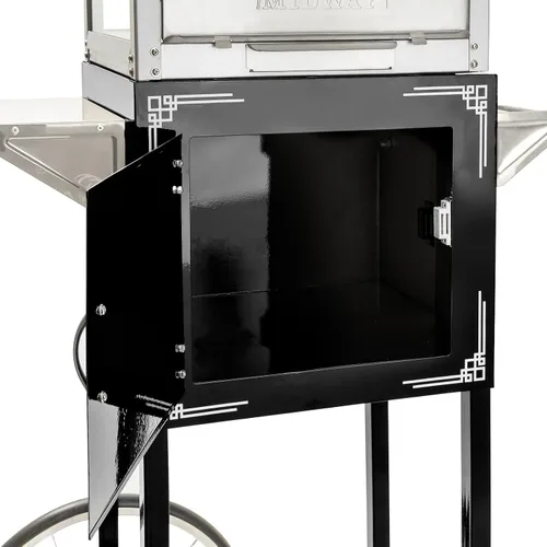 Vista 4 de Olde Midway - máquina de hacer palomitas estilo vintage, con carrito y hervidor de 6 onzas - Negro