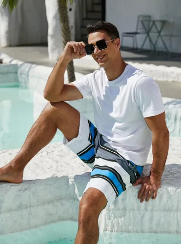 Vista 3 de SILKWORLD Men's Swim Trunks Quick Dry Swimsuit Shorts with Pockets